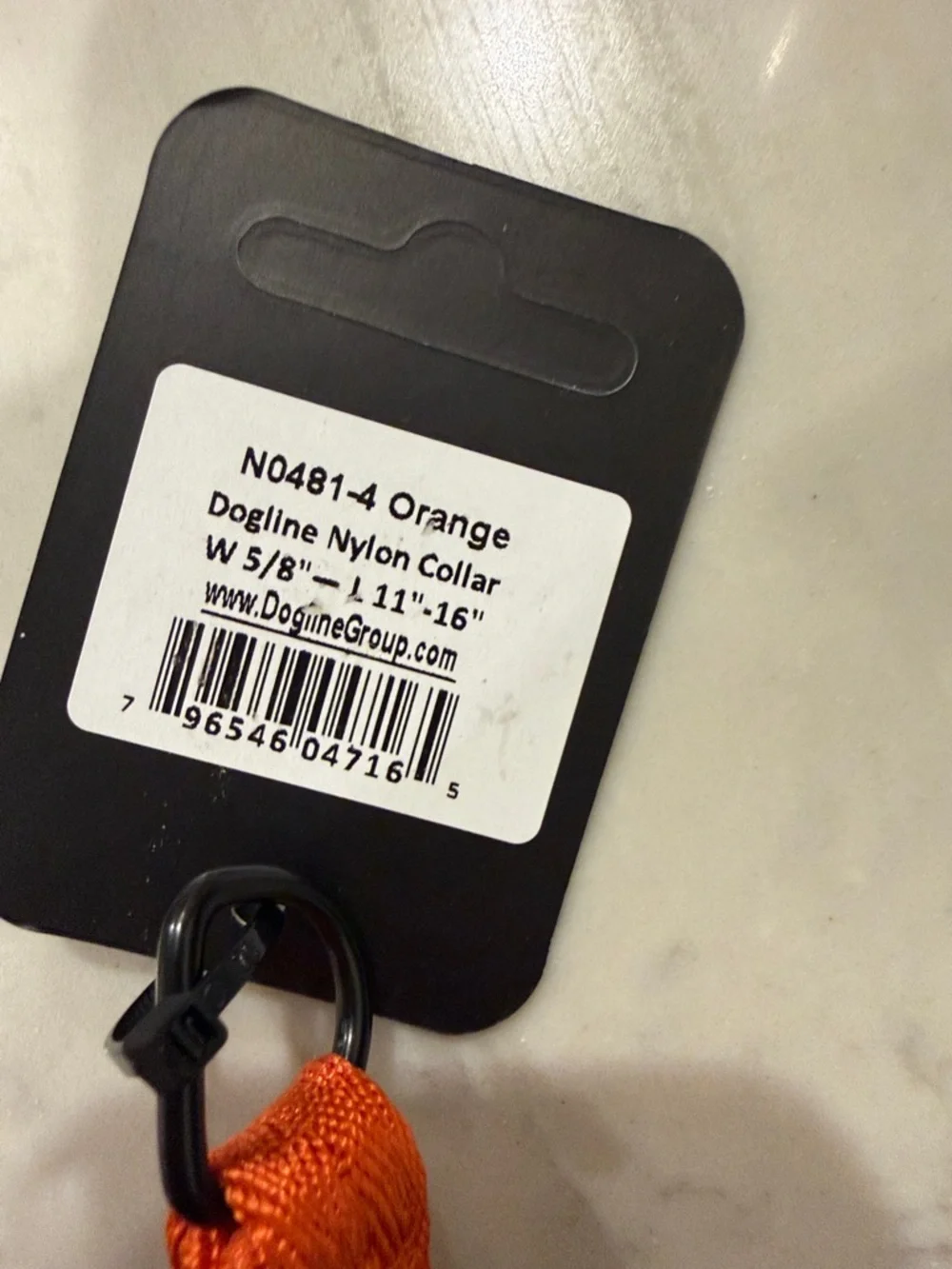 NWT DOGLINE Orange Nylon Dog Collar with Black Buckle